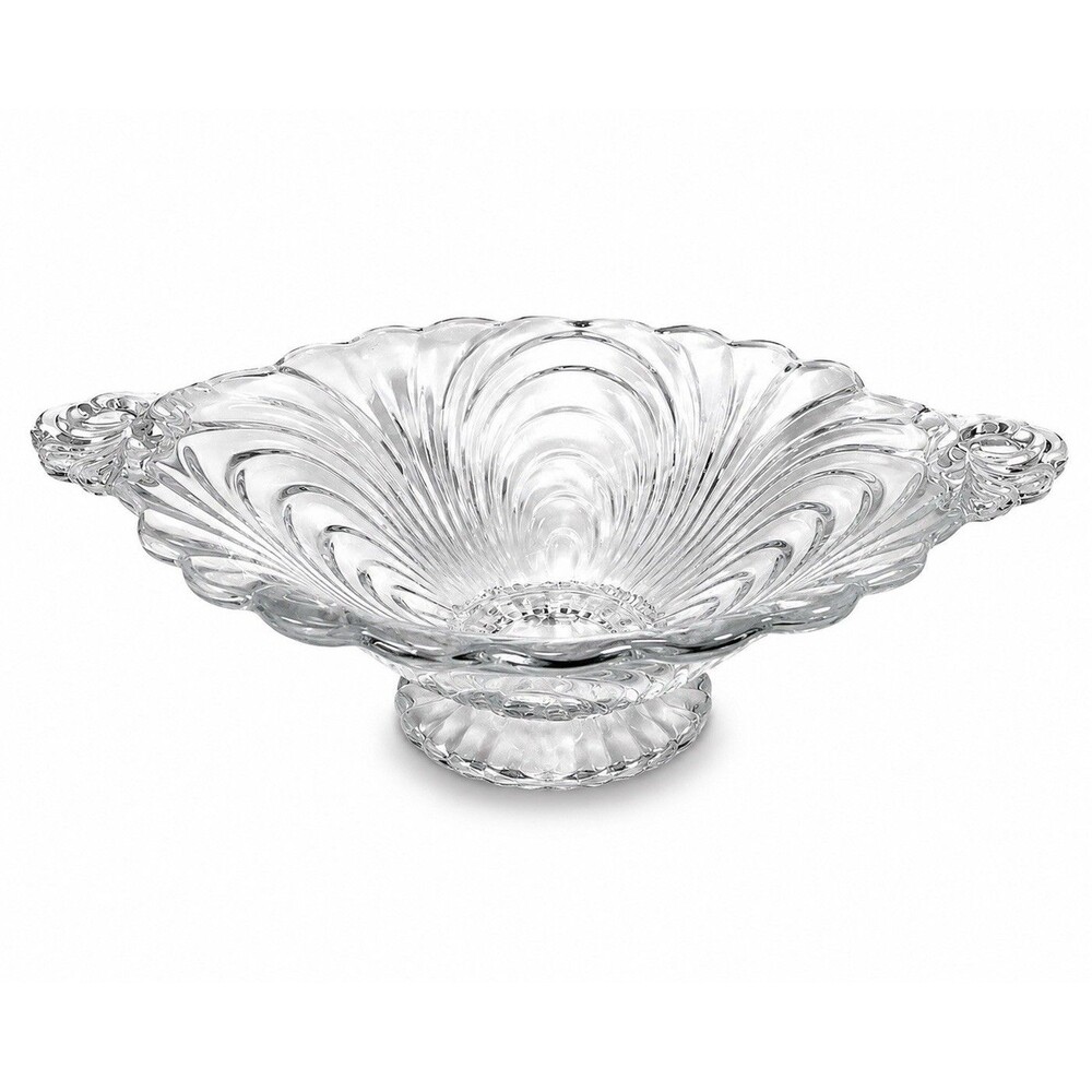 VTG Cambridge CAPRICE Clear Compote Bowl Footed w/Tab Handles MCM 9 1/8” Wide